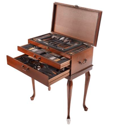 تصویر سرویس قاشق و چنگال 136 پارچه پایه دار ساده عروس  مدل فلورانس ناب استیل Nab Steel Florence 136 Pcs