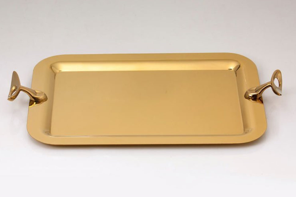 تصویر سيني مستطيل بزرگ سری لوپ طلایی تک استیل مدل Tak Steel 923 G