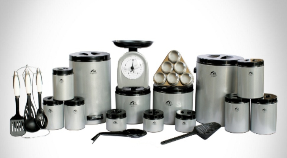 تصویر سرویس آشپزخانه 30 پارچه اورمزد Ourmazd نقره‌ای درب مشکی 