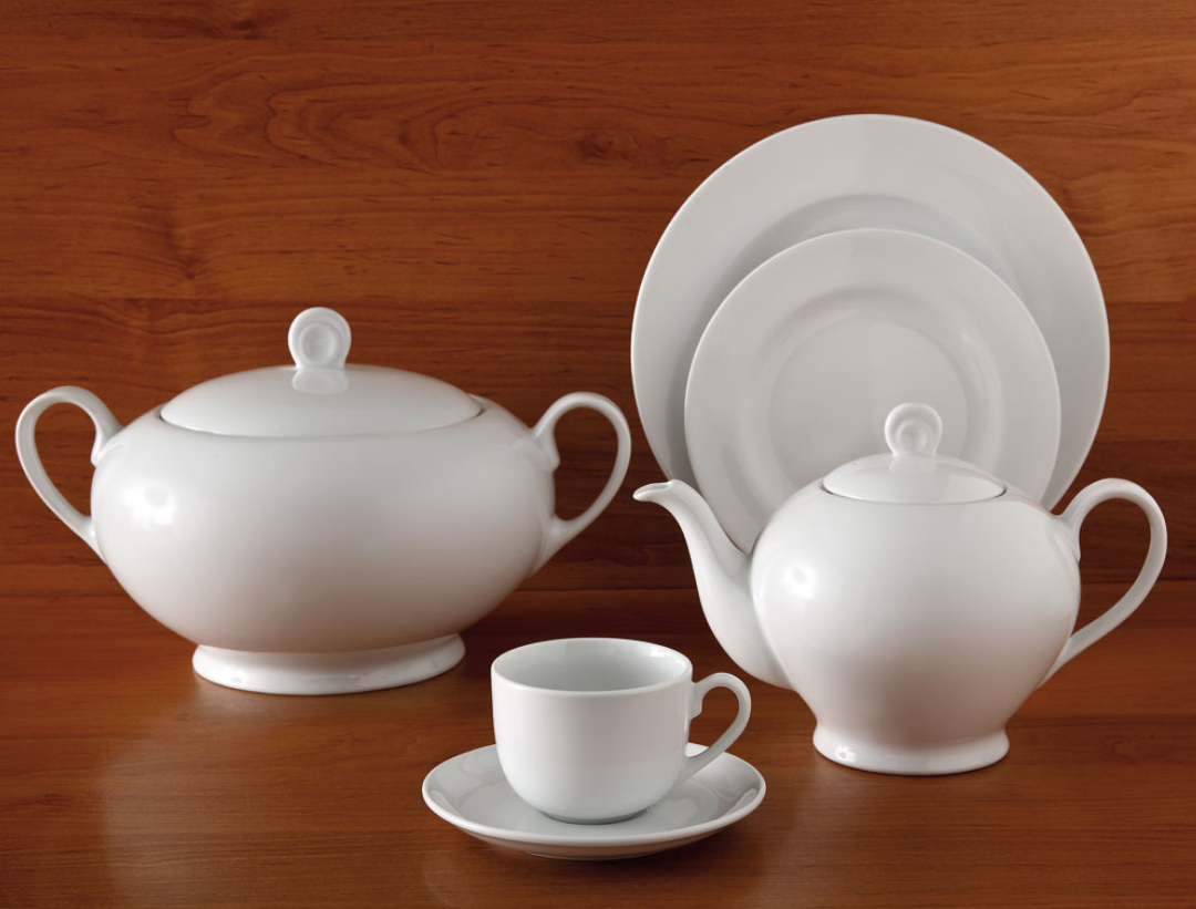 تصویر سرویس غذاخوری 102 پارچه چینی زرین ایران سری ایتالیا اف مدل سفید درجه عالی Sefid