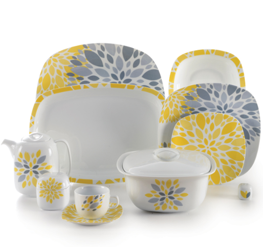 تصویر  سرویس 98 پارچه چینی زرین سری کواترو مدل سلنا زرد درجه یک  zarin selena zard 98 pcs 	