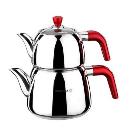 تصویر ست کتری و قوری استیل کرکماز مدل رزا کد 087 - KORKMAZ ROSA 