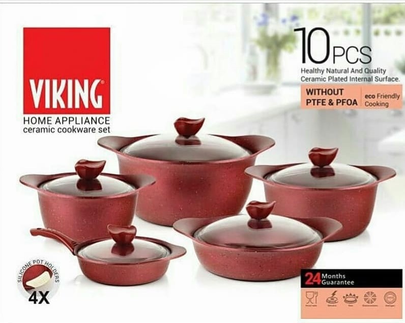 تصویر سرویس قابلمه 10 پارچه گرانیتی وایکینگ Viking 10 Pcs