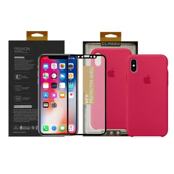 تصویر کاور سومگ مدل سیلیکونی مناسب برای گوشی موبایل اپل آیفون Xs به همراه محافظ صفحه نمایش