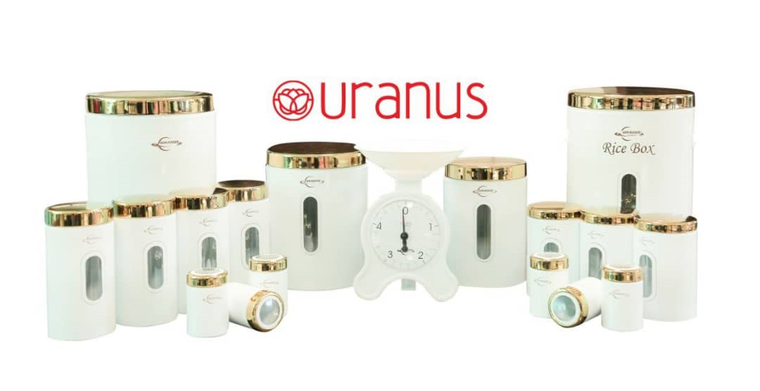 تصویر سرویس جهیزیه 18 پارچه اورانوس سفید با در طلایی