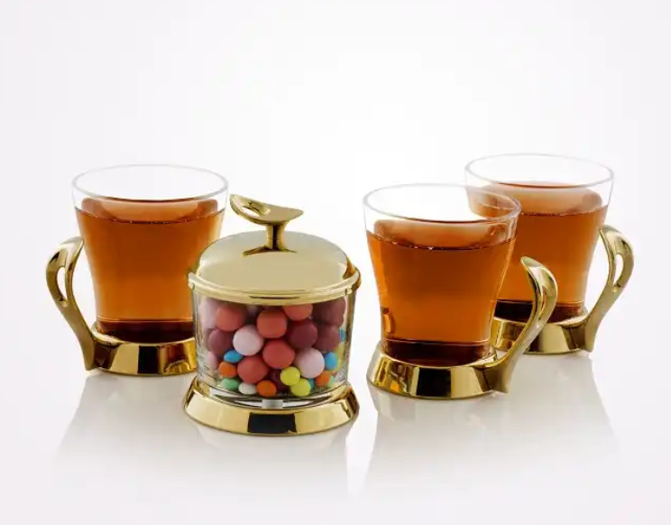 تصویر سرویس چای خوری سری لوپ طلایی تک استیل مدل Tak Steel 981 G