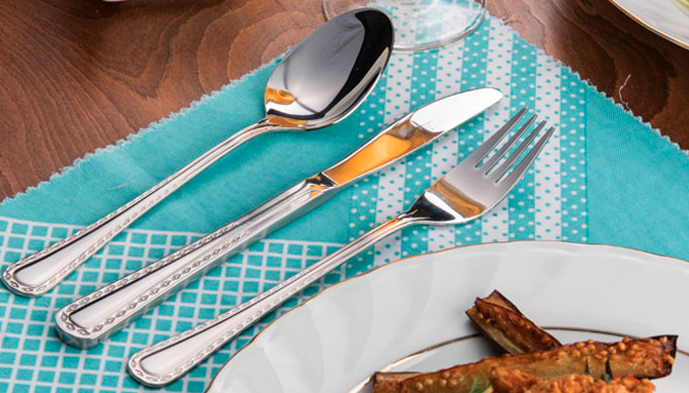 تصویر سرویس قاشق و چنگال 57 پارچه ناب استیل مدل برلین ساده Nab Steel Berlin 57 Pcs