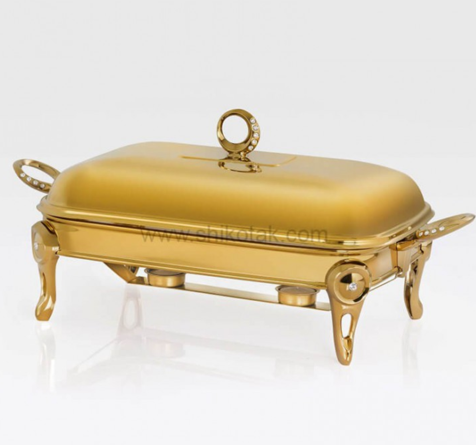 تصویر سوفله مستطیل بزرگ نگین دار طلایی تك استيل مدل Tak Steel 713 G 