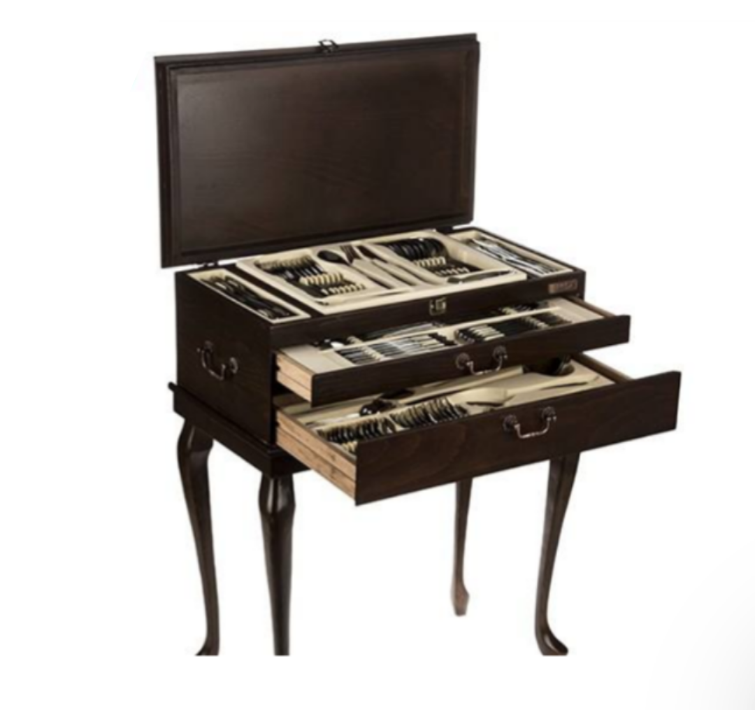 تصویر سرویس قاشق و چنگال 136 پارچه پایه دار ساده  مدل فلورانس ناب استیل Nab Steel Florence 136 Pcs