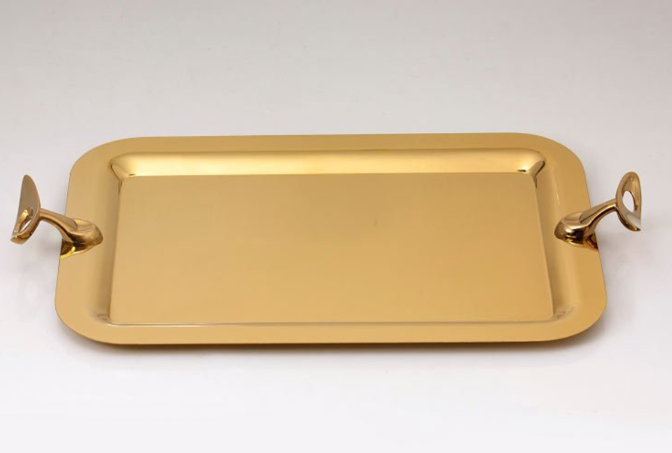 تصویر سینی مستطیل متوسط سری لوپ طلایی تک استیل مدل Tak Steel 922 G