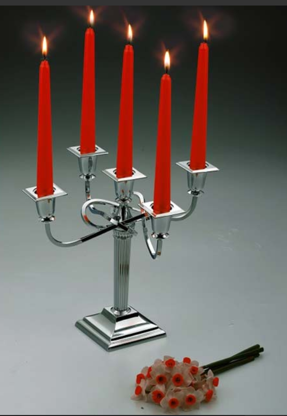 تصویر شمعدان كروم پنج شاخه تک استیل مدل Tak Steel 412