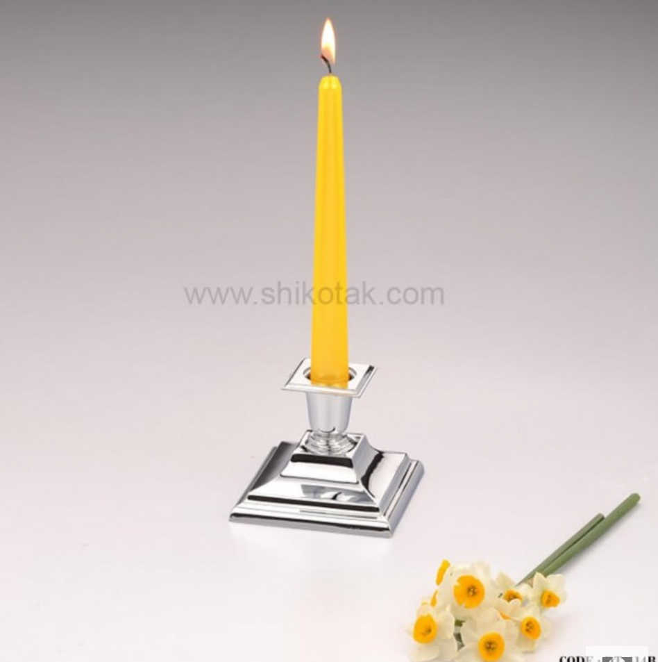 تصویر شمعدان كروم تك شاخه كوتاه تك استيل مدل Tak Steel 414