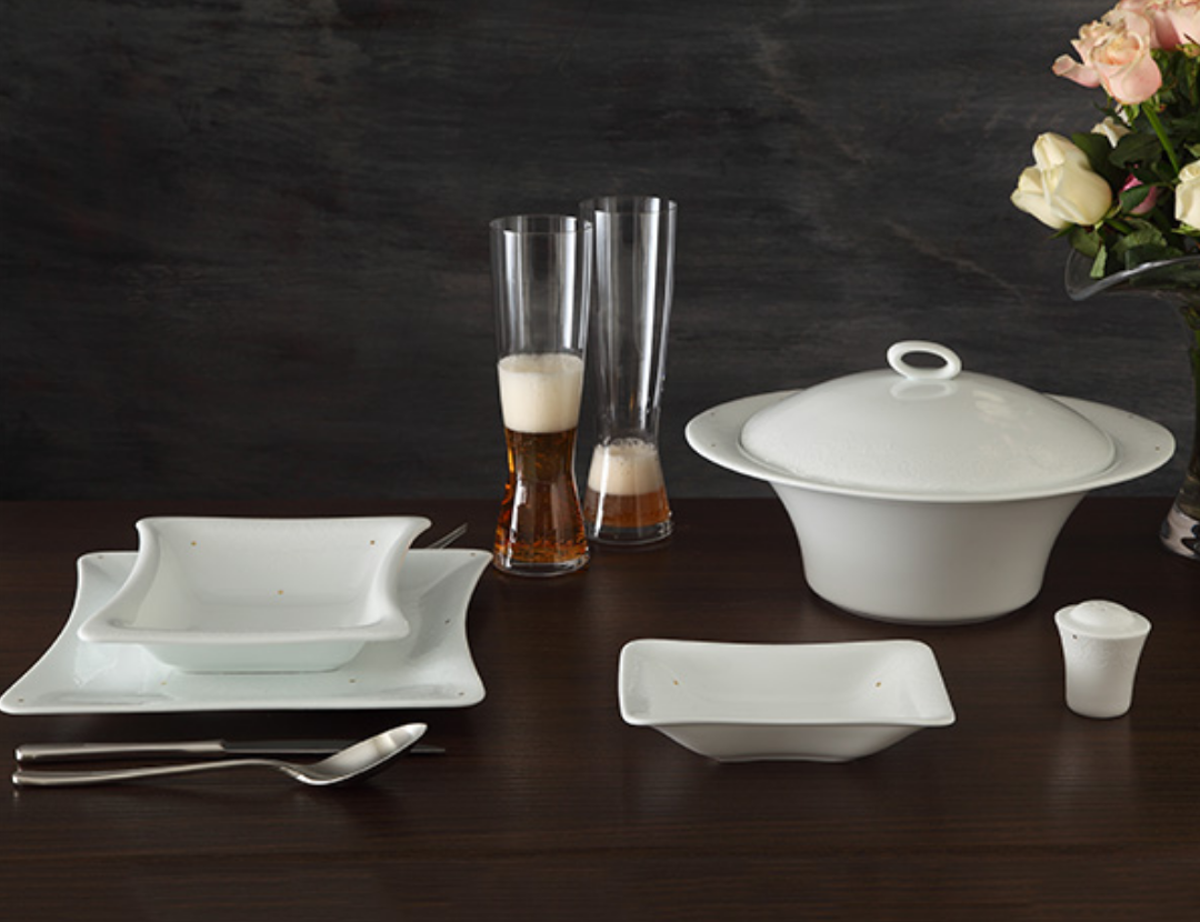 تصویر سرویس 90 پارچه چینی زرین سری وینچی مدل دانتل درجه عالی Dentelle