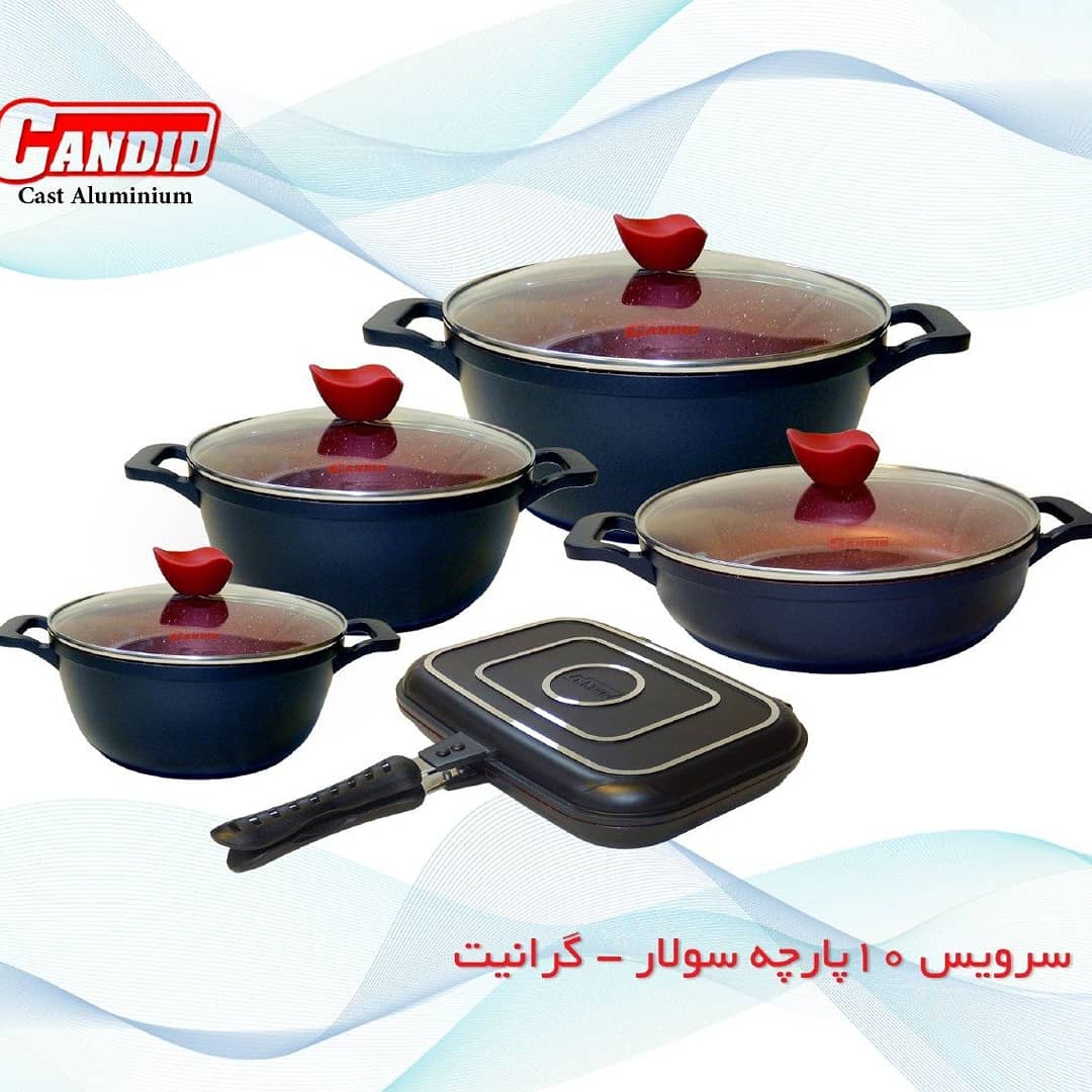 تصویر سرویس قابلمه 10 پارچه گرانیت کاندید مدل سولار Candid 10 Pcs Solar