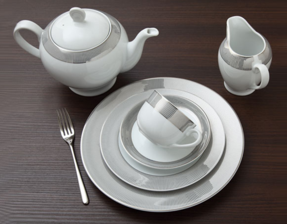 تصویر سرویس غذاخوری 102 پارچه چینی زرین ایران سری ایتالیا اف مدل Palladium درجه عالی