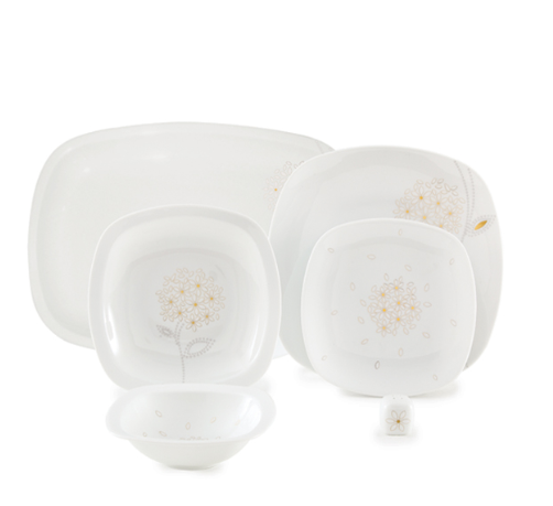 تصویر سرویس غذا خوری 27 پارچه چینی زرین ایران سری کواترو مدل گلدن لوتوس درجه یک zarin golden lotos 27 pcs