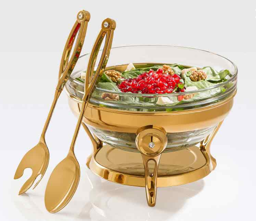 تصویر سالاد خوری نگین دار طلایی تک استیل مدل Tak Steel 791 G