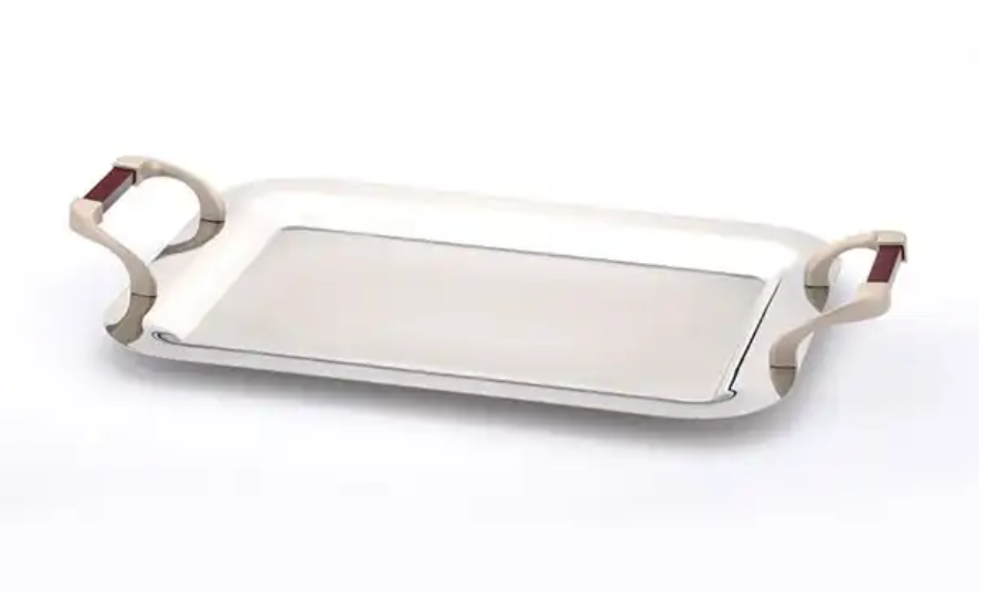 تصویر سینی مستطیل متوسط طرح چوب تک استیل مدل Tak Steel 522 T