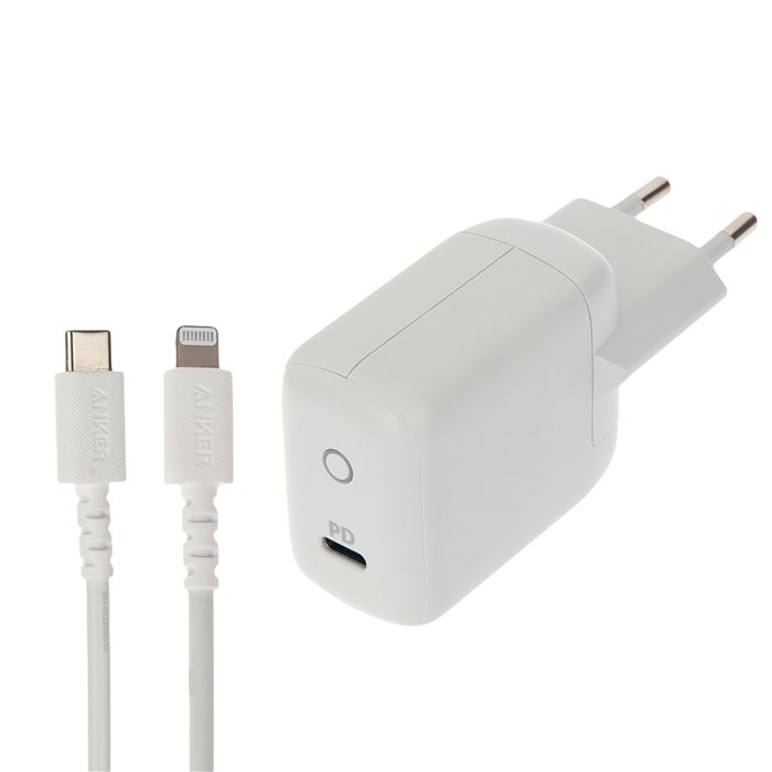 تصویر شارژر دیواری انکر مدل B2019-L به همراه کابل تبدیل لایتنینگ