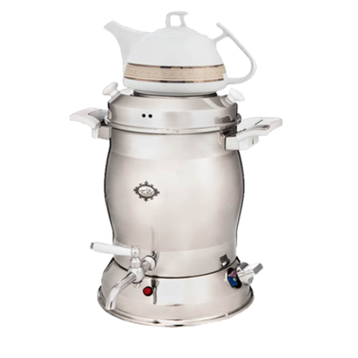 تصویر سماور برقی 5 لیتری ترموستات دار با قوری چینی سویل  alinasaab