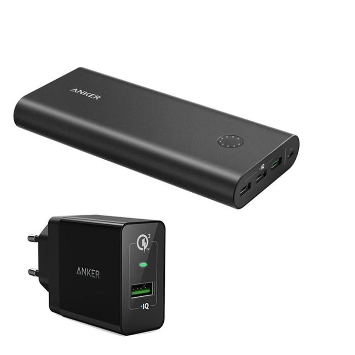 تصویر شارژر همراه انکر مدل A1374 PowerCore Plus با ظرفیت 26800 میلی آمپر ساعت به همراه شارژر دیواری