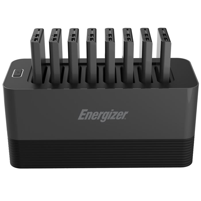 تصویر شارژر همراه انرجایزر مدل PS80000 ظرفیت 80000 میلی آمپر مجموعه 8 عددی به همراه پایه شارژ