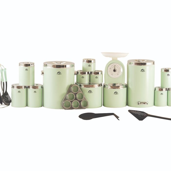 تصویر سرویس آشپزخانه 30 پارچه اورمزد Ourmazd سبز پاستیلی درب کروم 