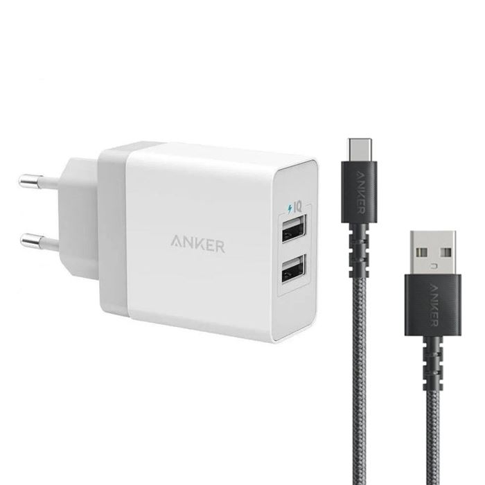 تصویر شارژر دیواری انکر مدل A2021 به همراه کابل تبدیل USB-C