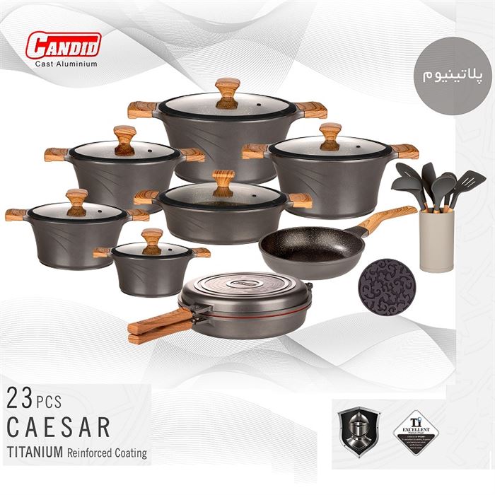 تصویر سرویس قابلمه ۲۳ پارچه تیتانیومی کاندید مدل سزار Candid Caesar 23pcs
