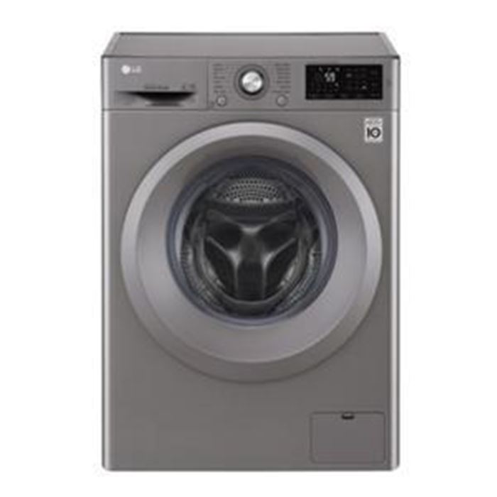تصویر ماشین لباسشویی درب از جلو ال جی نقره ای. مدل WM-721NS