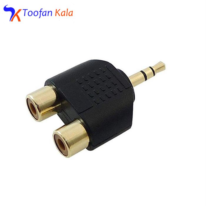 تصویر تبدیل یک به دو RCA به جک 3.5 میلی متری کد M12