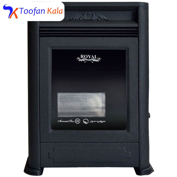 تصویر بخاری گازی مروارید سوز شرق طرح شومینه رویال 8000