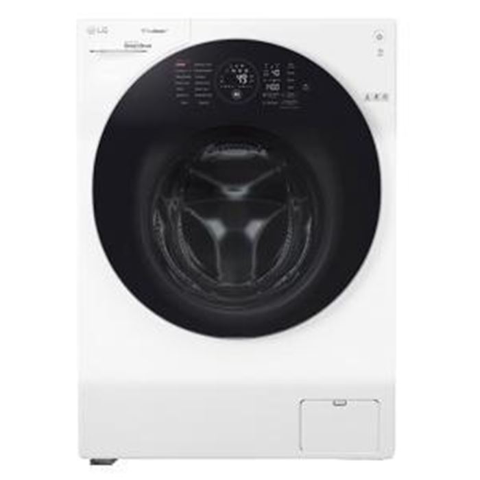 تصویر ماشین لباسشویی درب از جلو ال جی سفید. مدل WM-G128SW 