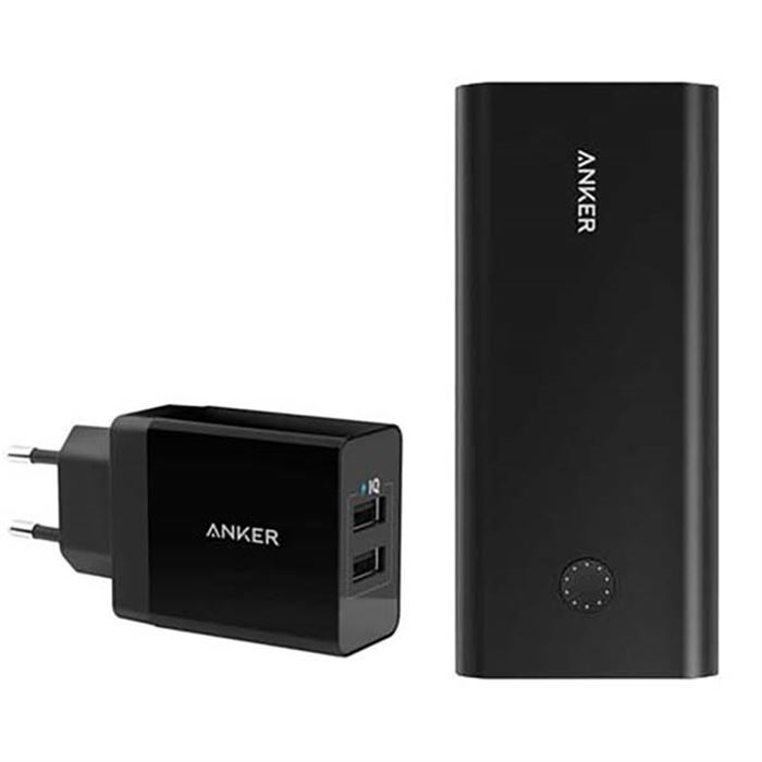 تصویر شارژر همراه انکر مدل A1374 ظرفیت 26800 میلی آمپر ساعت  به همراه شارژر دیواری انکر